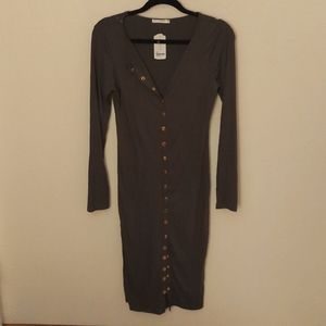 Forever 21 Olive Green Button Down Dress